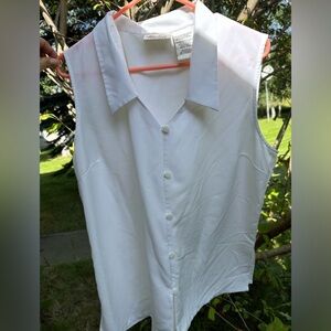 White Sleeveless Button-Up Blouse